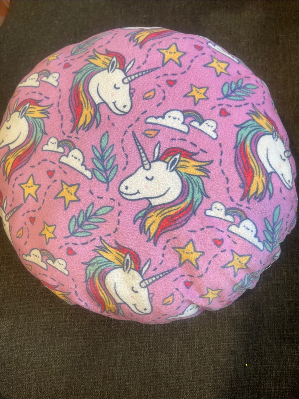 Round Unicorn Accent Pillow - Pink